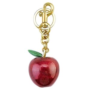 NWT Red Apple Keychain with Gold Accents